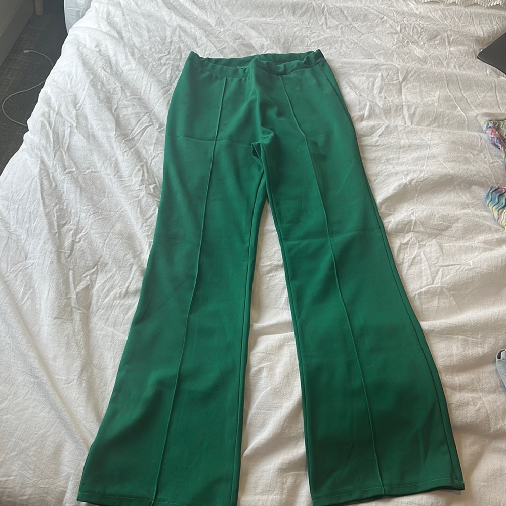 Green flare pants